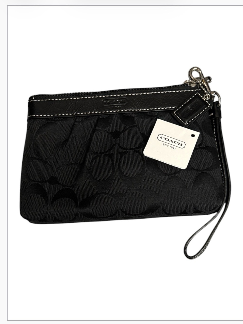 Coach Signature Jacquard Wristlet in Black